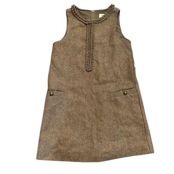 Lands End Kids Girls Dress Size 6X Brown Holiday Sparkly Golden Party Holiday - Picture 1 of 10